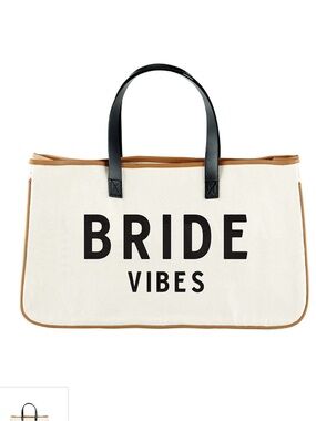 Santa Barbara Bride Vibes Canvas Tote Bag - Cream with Black Text